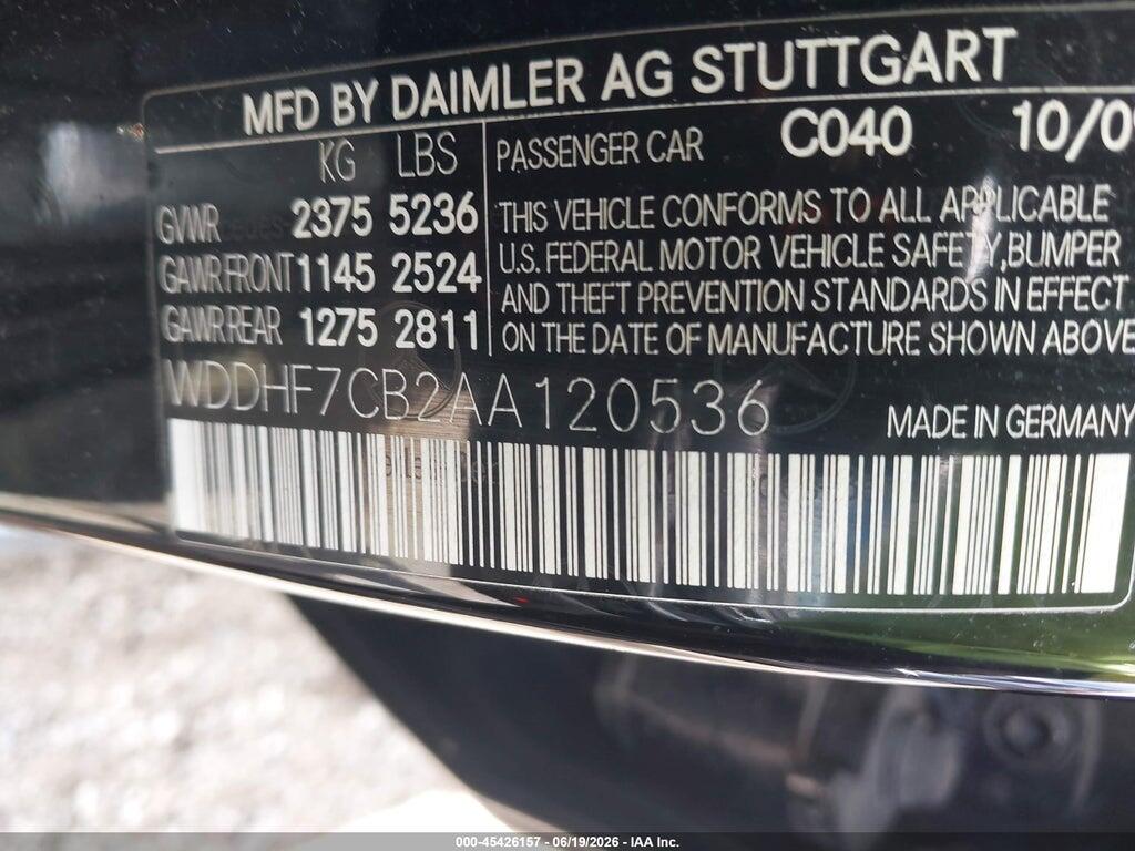 WDDHF7CB2AA120536 2010 MERCEDES-BENZ E 550 photo no. 9