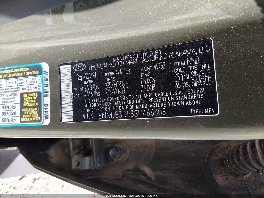 5NMJB3DE3SH466305 2025 HYUNDAI TUCSON photo no. 9