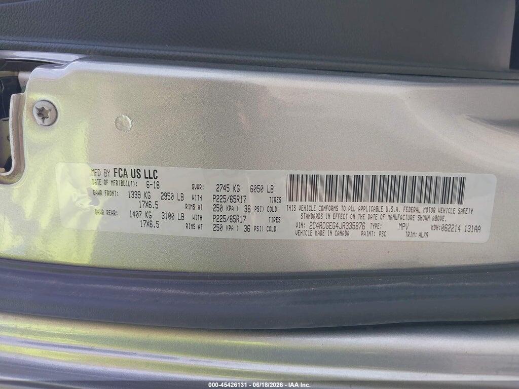 2C4RDGEG4JR335876 2018 DODGE GRAND CARAVAN photo no. 9
