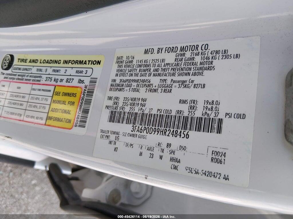 3FA6P0D99HR248456 2017 FORD FUSION photo no. 9