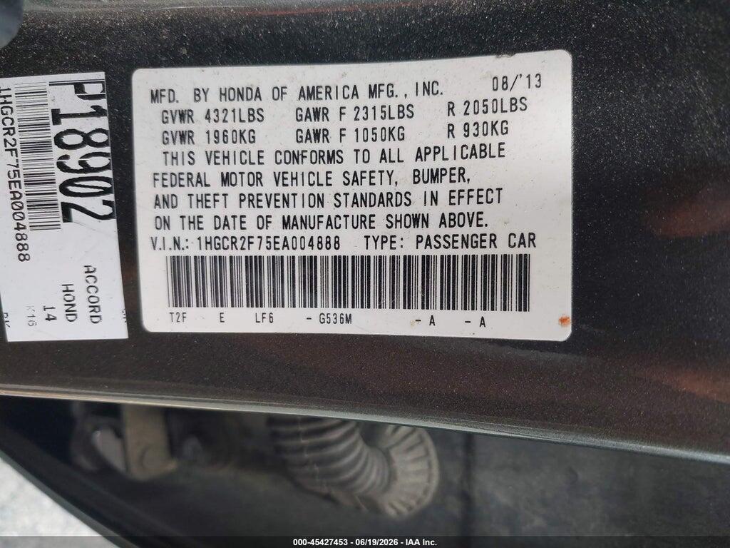 1HGCR2F75EA004888 2014 HONDA ACCORD photo no. 9