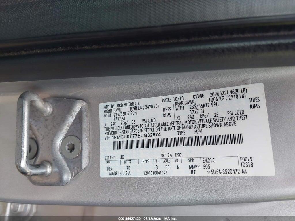 1FMCU0F77EUB32674 2014 FORD ESCAPE photo no. 9