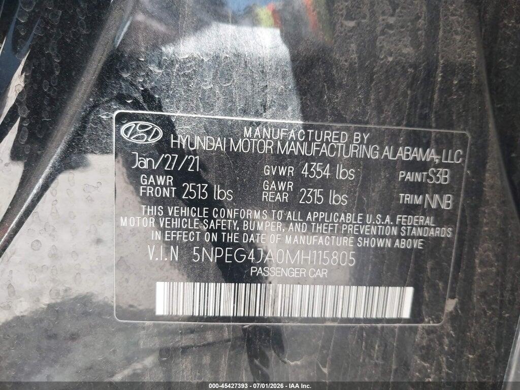 5NPEG4JA0MH115805 2021 HYUNDAI SONATA photo no. 9