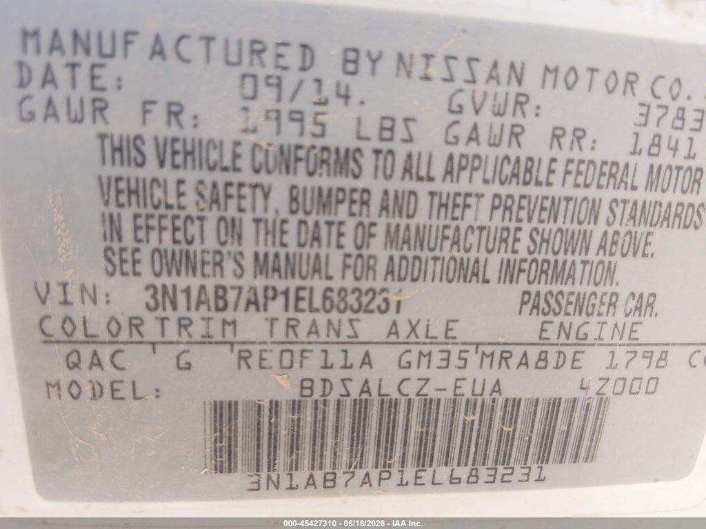 3N1AB7AP1EL683231 2014 NISSAN SENTRA photo no. 9