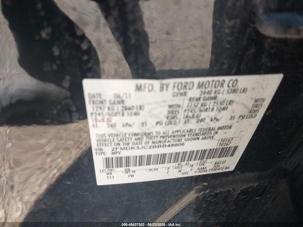 2FMDK3JC2BBB48606 2011 FORD EDGE photo no. 9