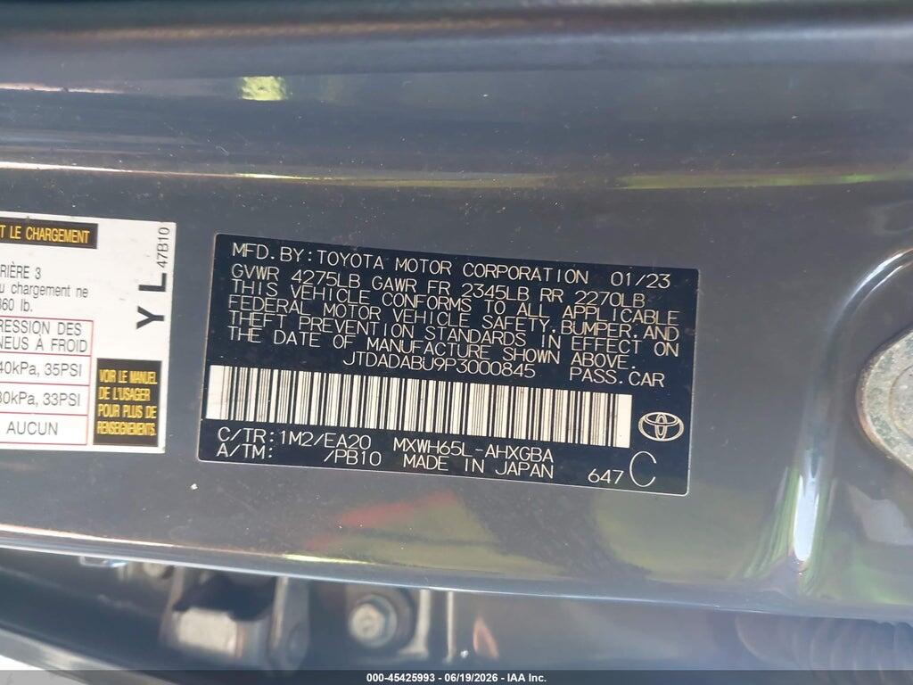 JTDADABU9P3000845 2023 TOYOTA PRIUS photo no. 9
