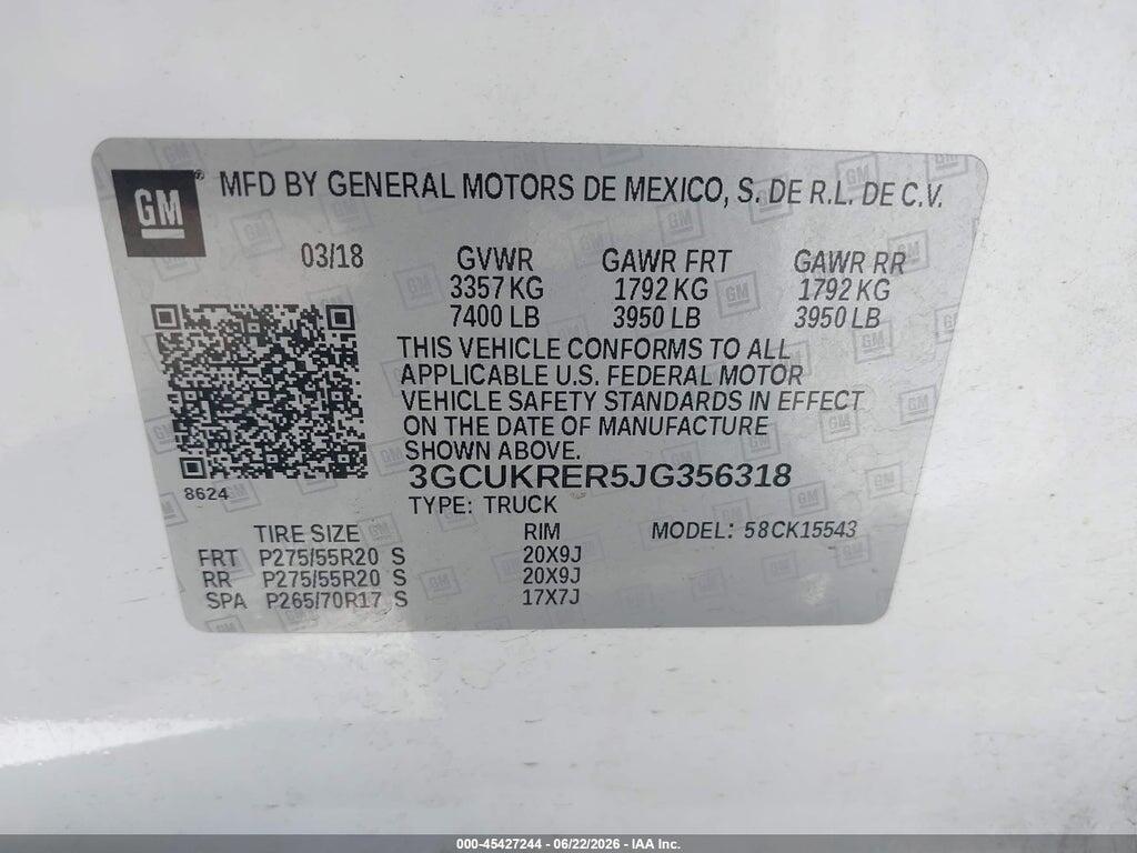 3GCUKRER5JG356318 2018 CHEVROLET SILVERADO 1500 photo no. 9