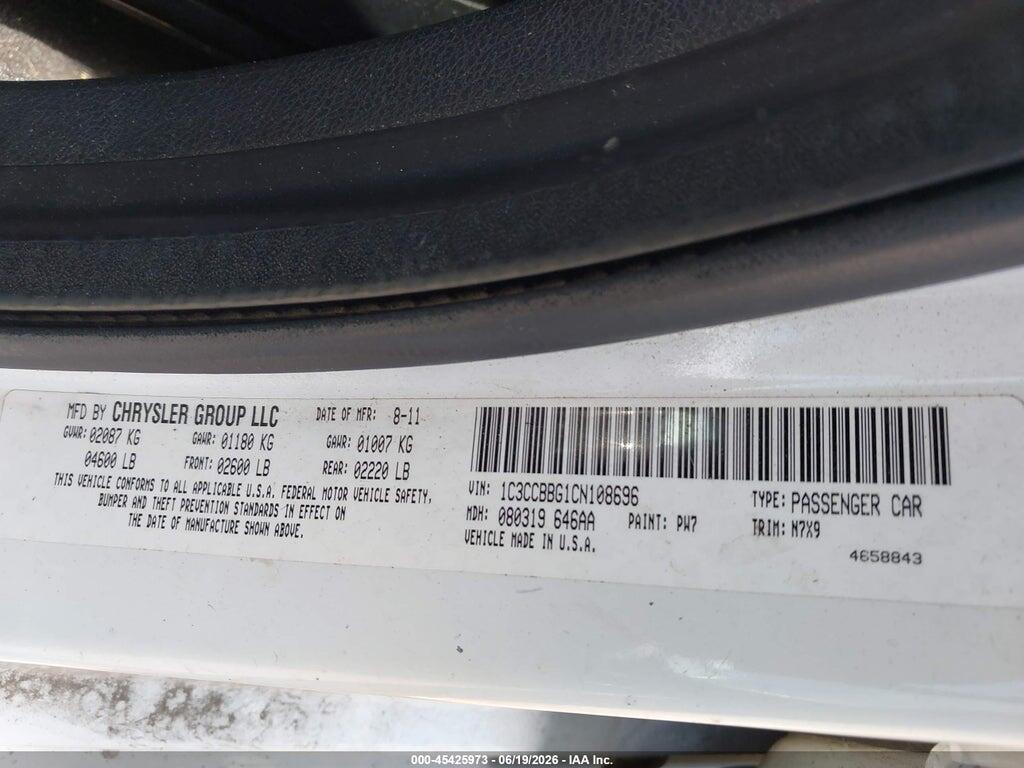 1C3CCBBG1CN108696 2012 CHRYSLER 200 photo no. 9