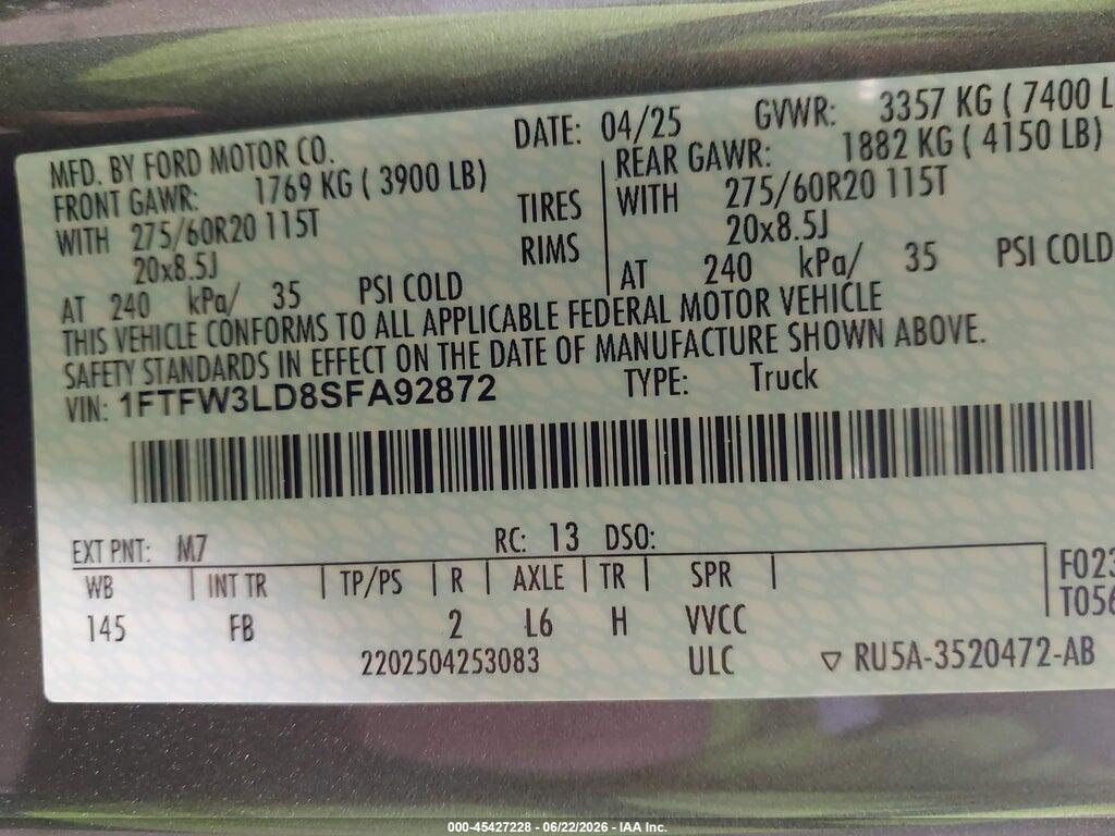 1FTFW3LD8SFA92872 2025 FORD F-150 photo no. 9