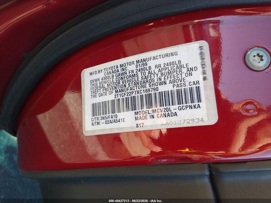 2T1CF22P7XC169790 1999 TOYOTA CAMRY SOLARA photo no. 9