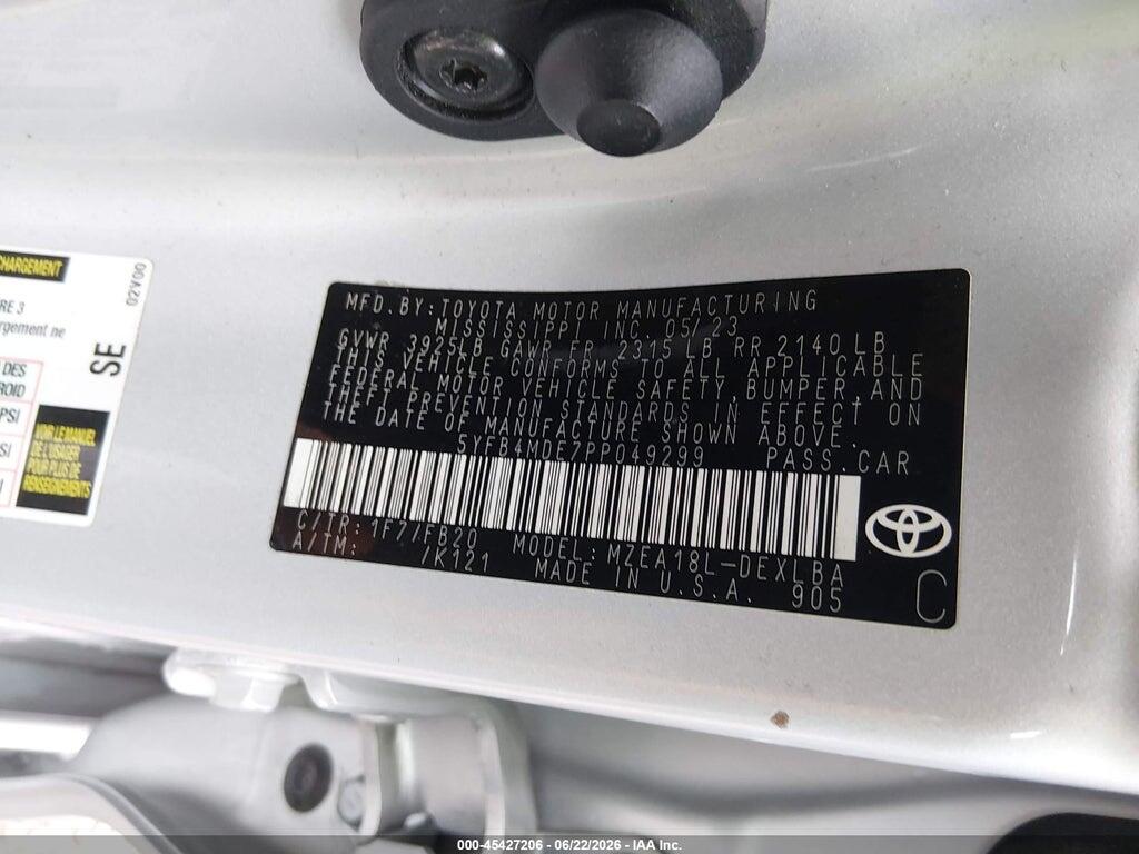 5YFB4MDE7PP049299 2023 TOYOTA COROLLA photo no. 9