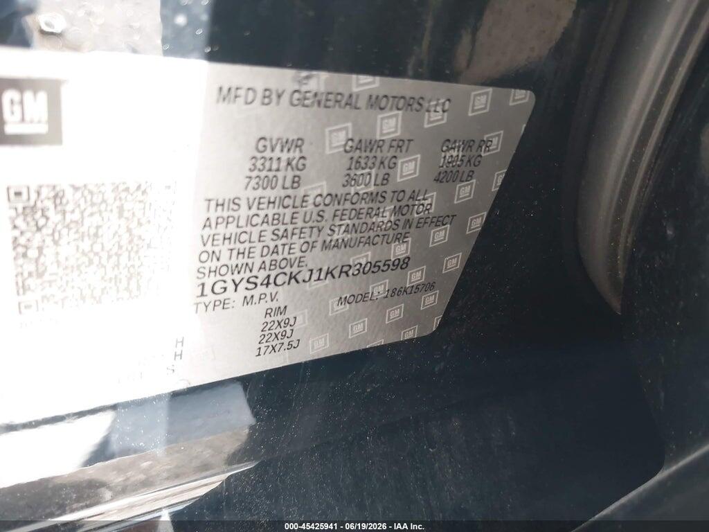 1GYS4CKJ1KR305598 2019 CADILLAC ESCALADE photo no. 9