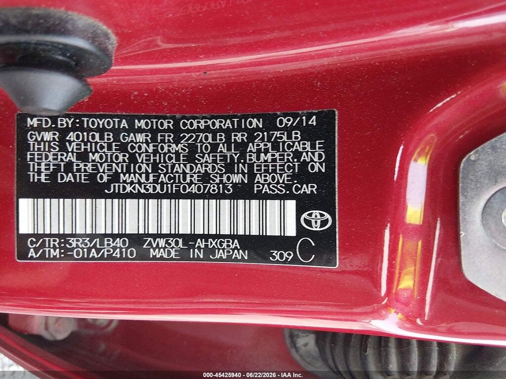 JTDKN3DU1F0407813 2015 TOYOTA PRIUS photo no. 9