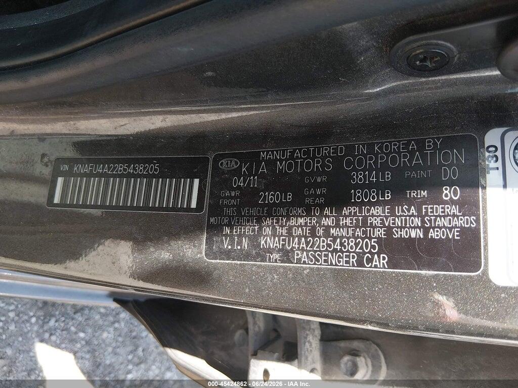 KNAFU4A22B5438205 2011 KIA FORTE photo no. 9