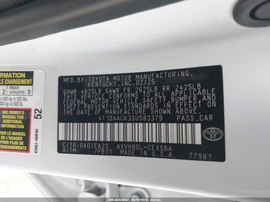4T1DAACK3SU583379 2025 TOYOTA CAMRY photo no. 9