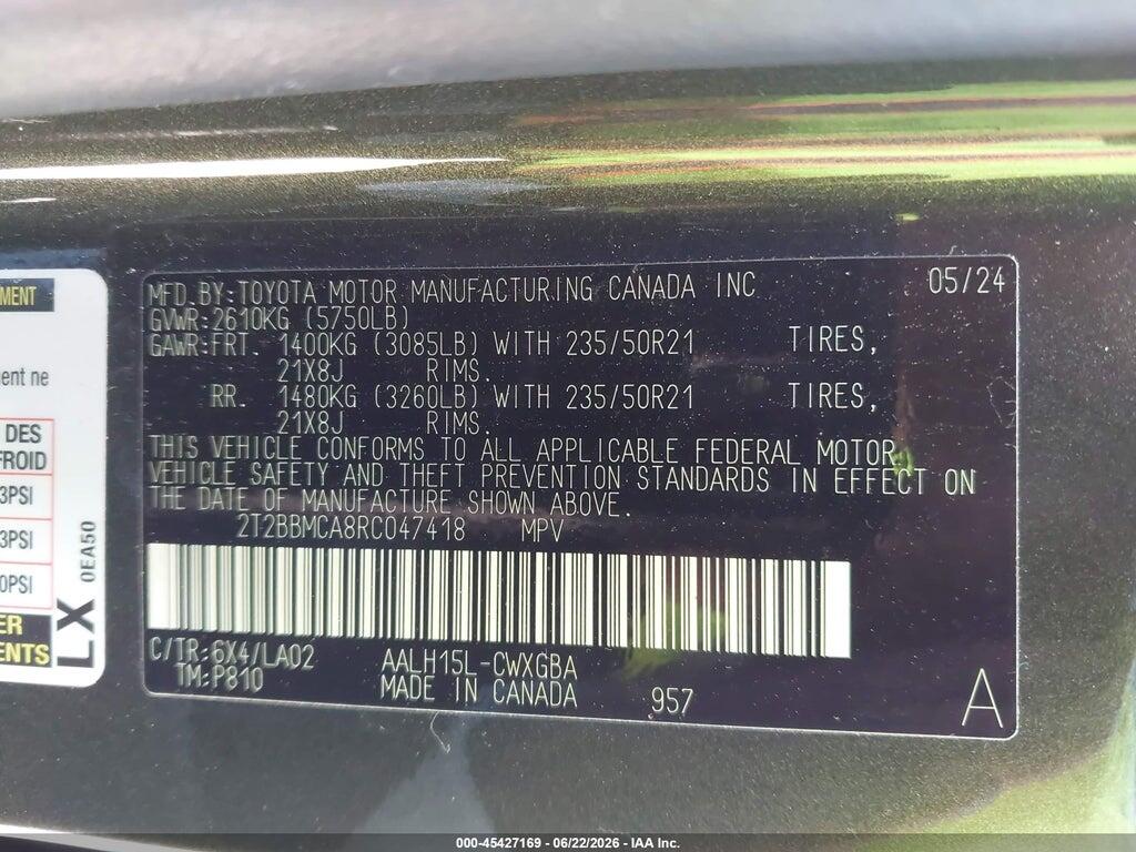 2T2BBMCA8RC047418 2024 LEXUS RX 350H photo no. 9