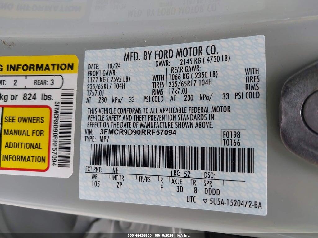 3FMCR9D90RRF57094 2024 FORD BRONCO SPORT photo no. 9