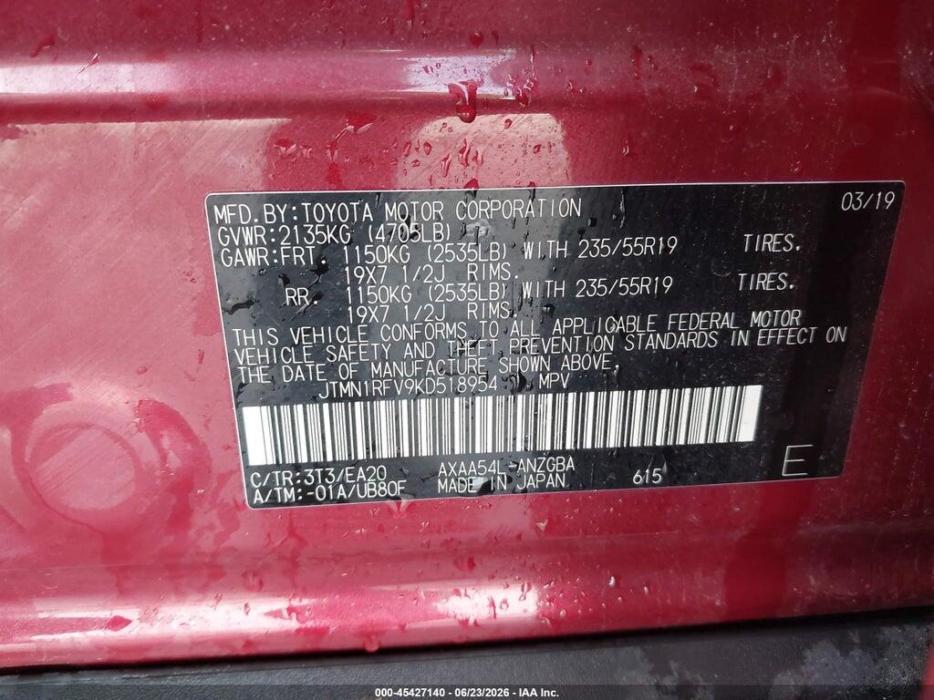 JTMN1RFV9KD518954 2019 TOYOTA RAV4 photo no. 9