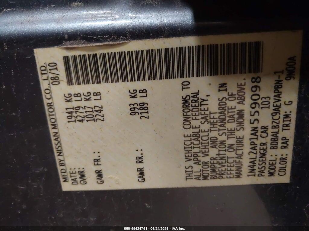 1N4AL2AP1AN559098 2010 NISSAN ALTIMA photo no. 9
