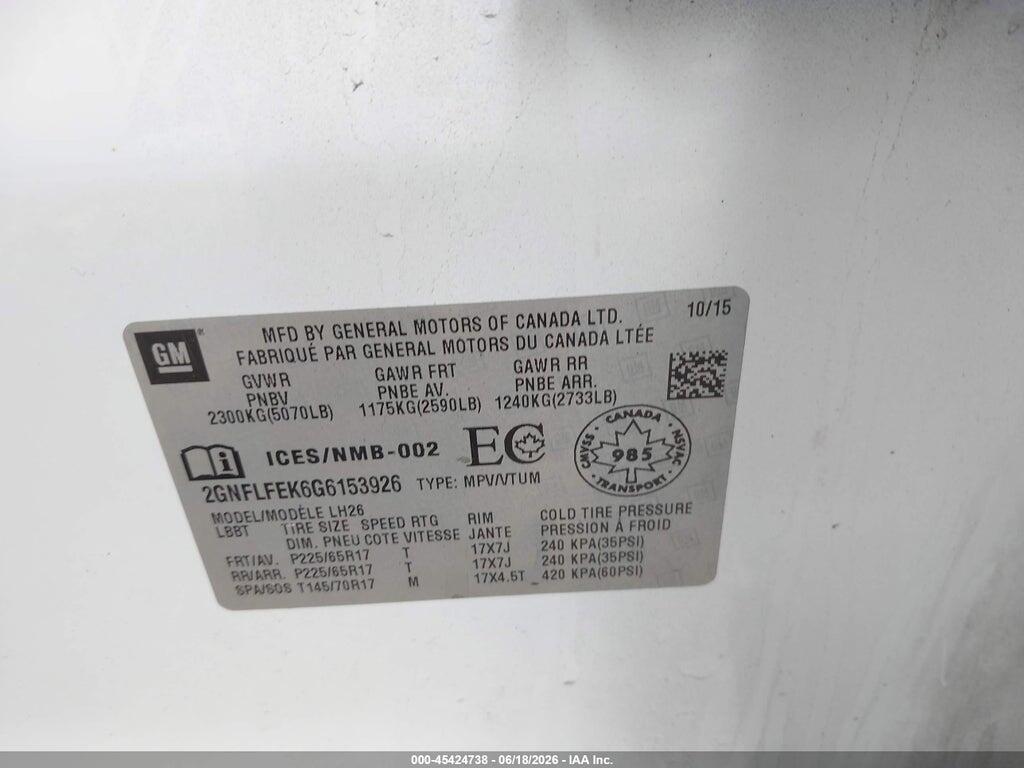 2GNFLFEK6G6153926 2016 CHEVROLET EQUINOX photo no. 9