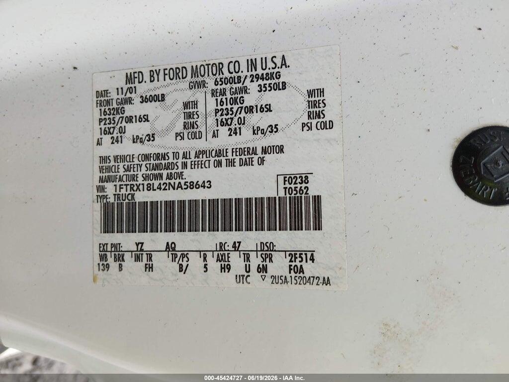 1FTRX18L42NA58643 2002 FORD F-150 photo no. 9