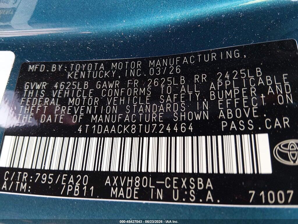 4T1DAACK8TU724464 2026 TOYOTA CAMRY photo no. 9