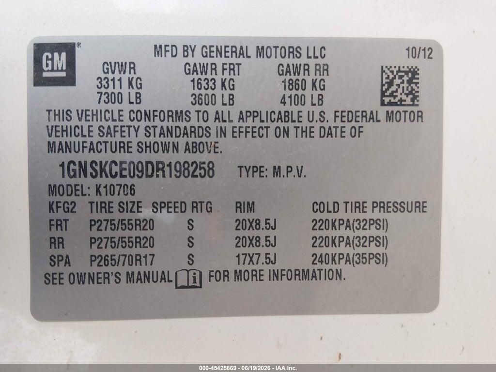 1GNSKCE09DR198258 2013 CHEVROLET TAHOE photo no. 9