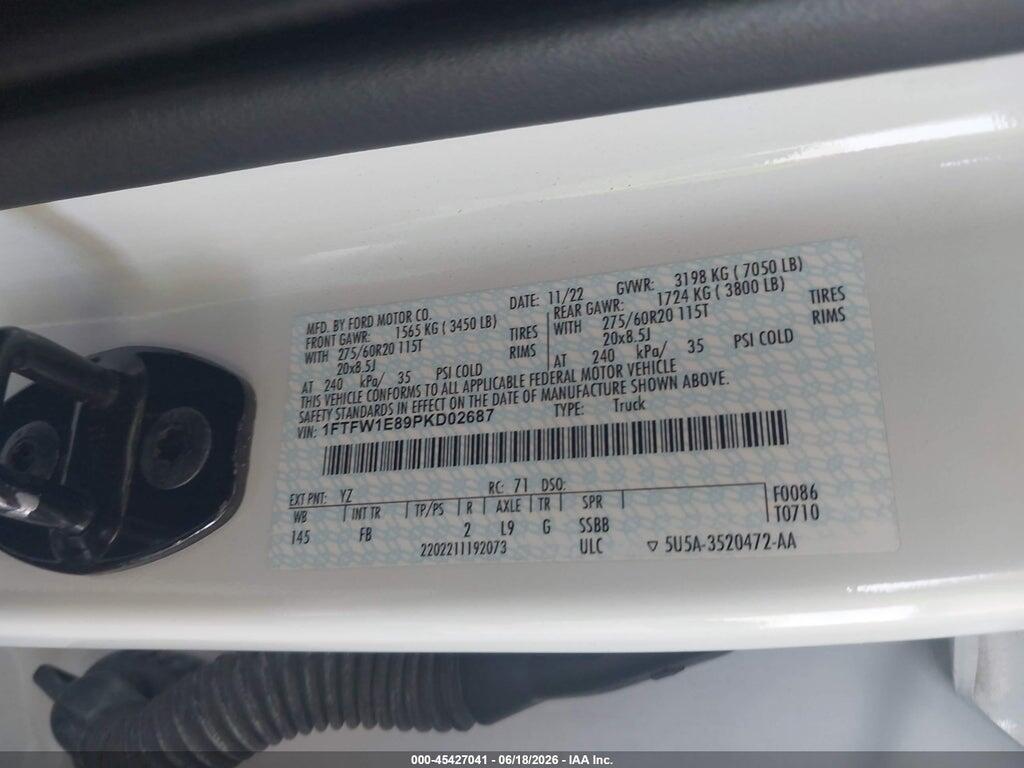 1FTFW1E89PKD02687 2023 FORD F-150 photo no. 9