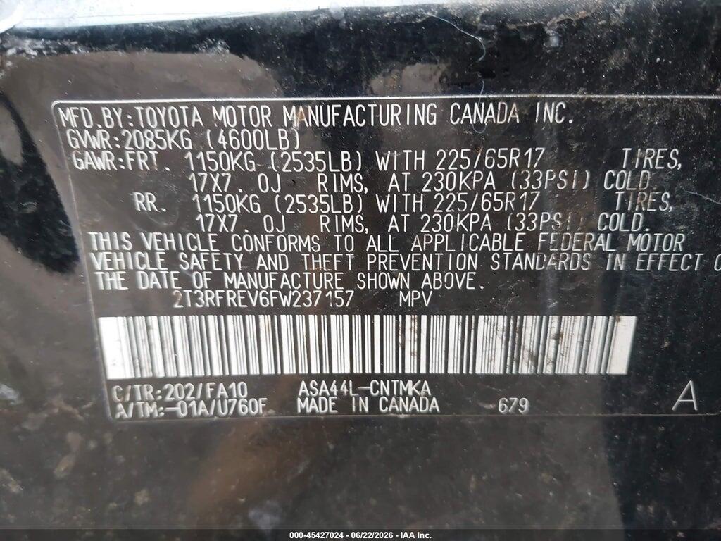 2T3RFREV6FW237157 2015 TOYOTA RAV4 photo no. 9