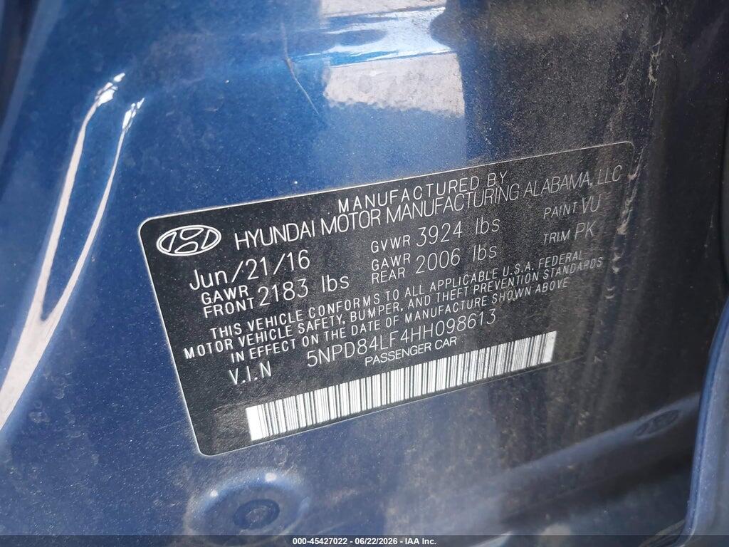 5NPD84LF4HH098613 2017 HYUNDAI ELANTRA photo no. 9