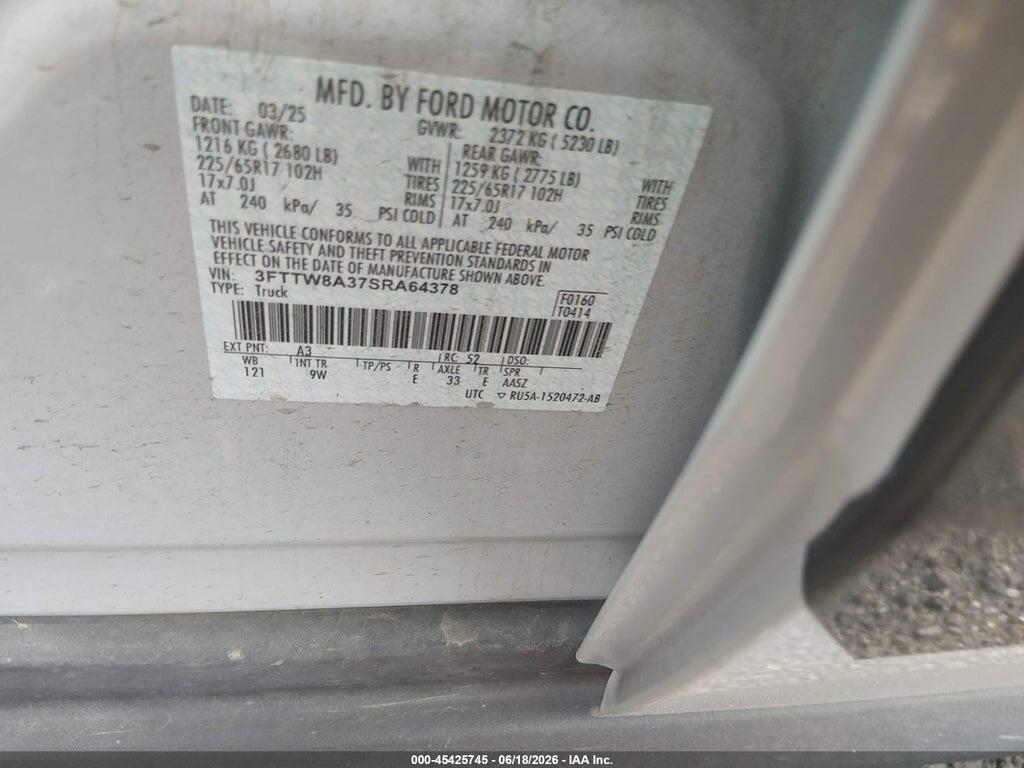 3FTTW8A37SRA64378 2025 FORD MAVERICK photo no. 9