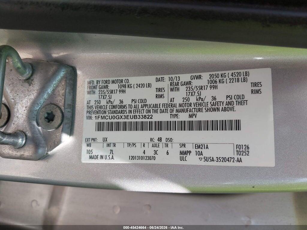 1FMCU0GX3EUB33822 2014 FORD ESCAPE photo no. 9