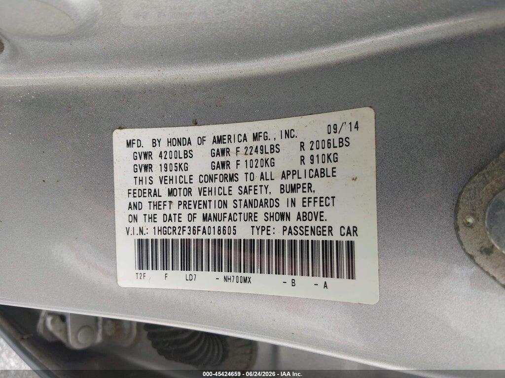 1HGCR2F36FA018605 2015 HONDA ACCORD photo no. 9