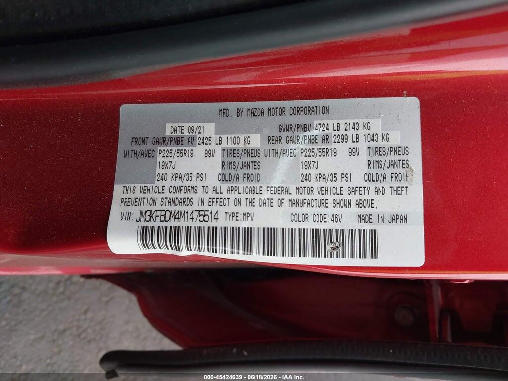JM3KFBDM4M1475514 2021 MAZDA CX-5 photo no. 9