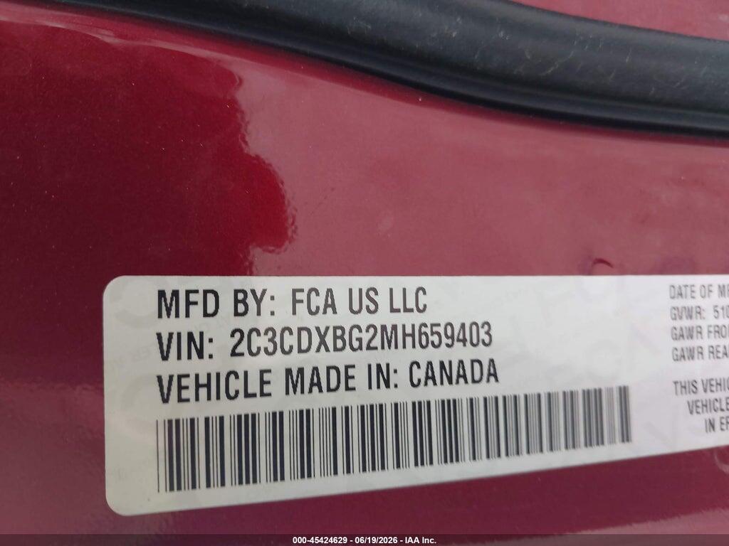 2C3CDXBG2MH659403 2021 DODGE CHARGER photo no. 9