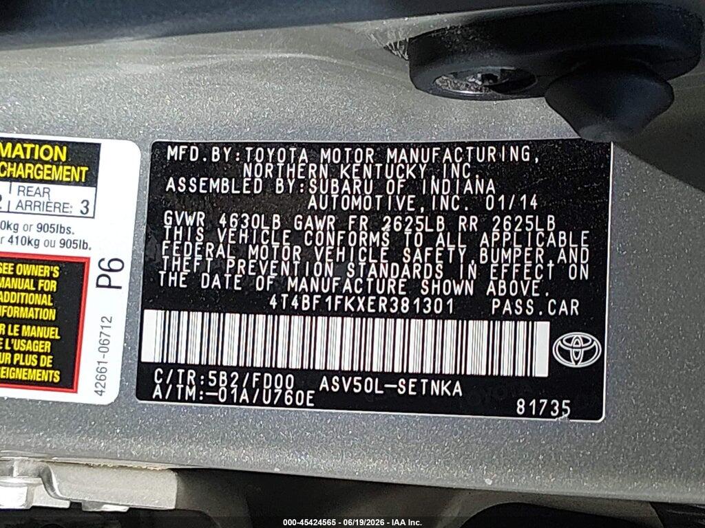 4T4BF1FKXER381301 2014 TOYOTA CAMRY photo no. 9