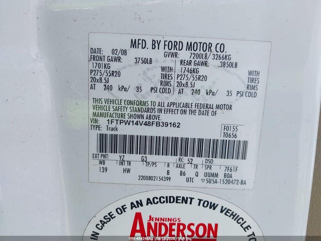 1FTPW14V48FB39162 2008 FORD F-150 photo no. 9