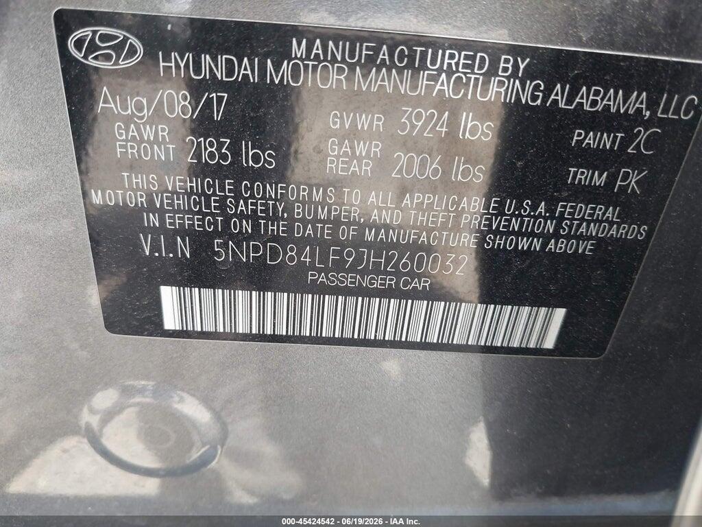 5NPD84LF9JH260032 2018 HYUNDAI ELANTRA photo no. 9