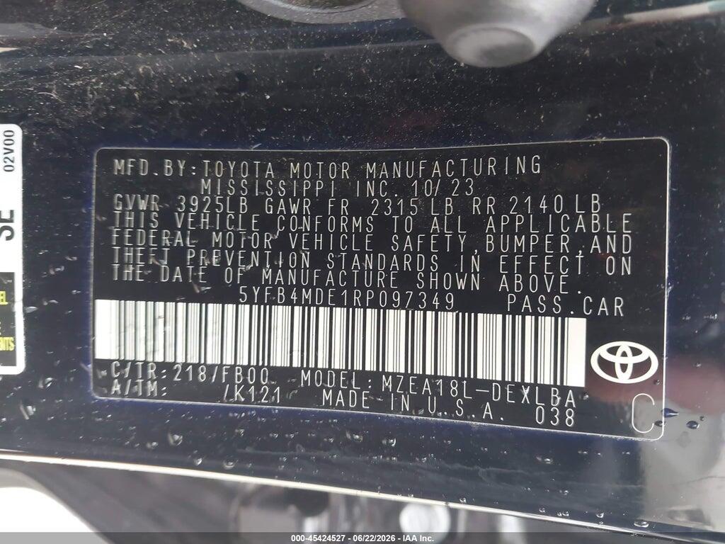 5YFB4MDE1RP097349 2024 TOYOTA COROLLA photo no. 9