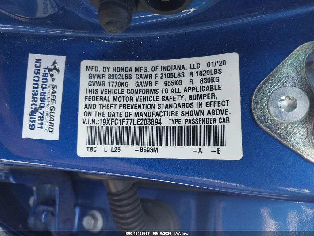 19XFC1F77LE203894 2020 HONDA CIVIC photo no. 9