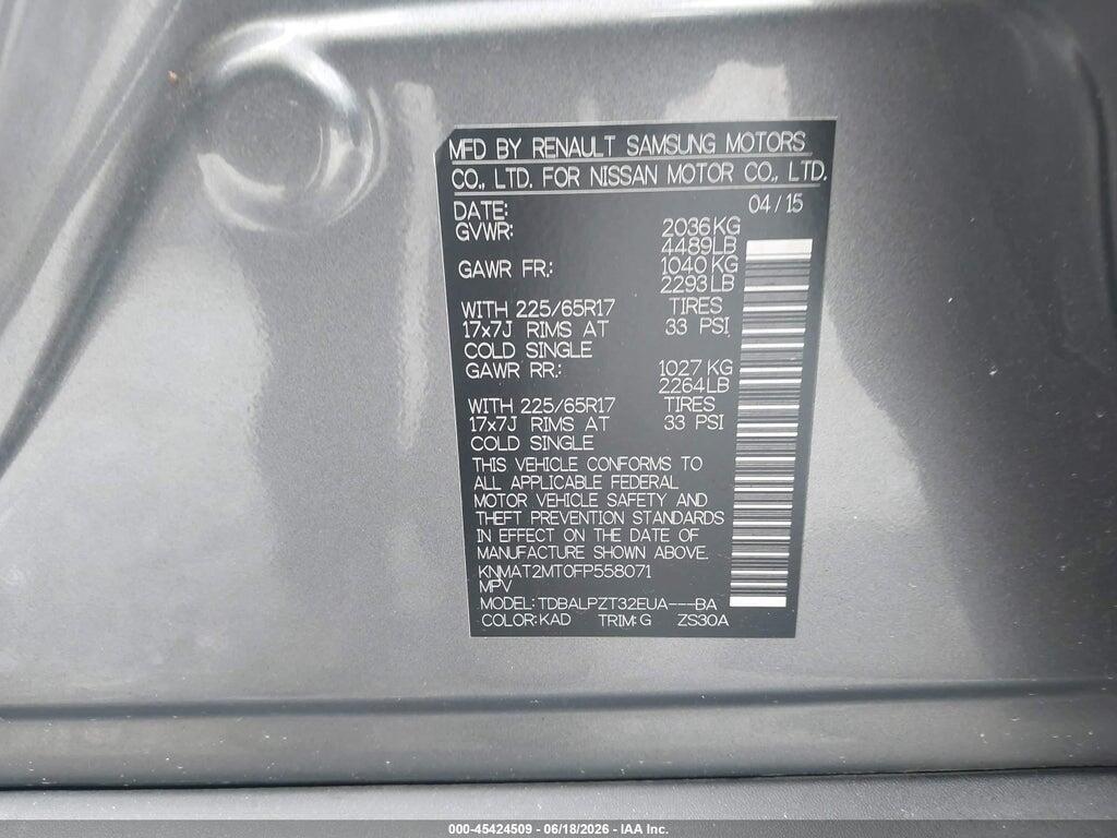 KNMAT2MT0FP558071 2015 NISSAN ROGUE photo no. 9