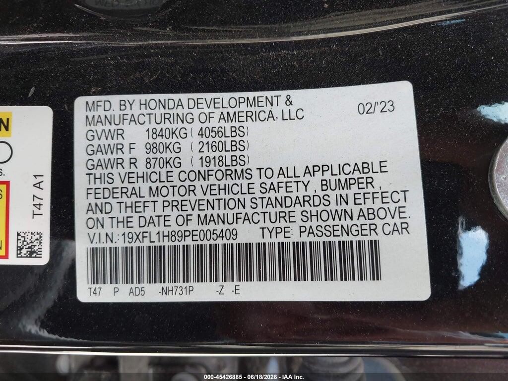 19XFL1H89PE005409 2023 HONDA CIVIC photo no. 9
