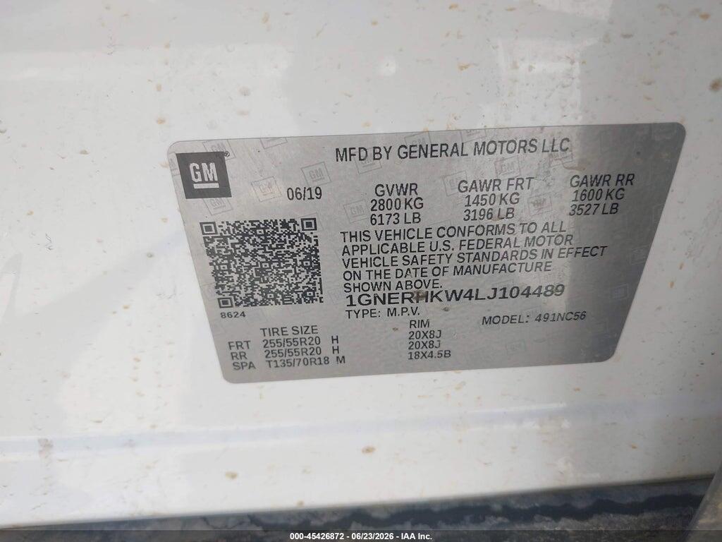 1GNERHKW4LJ104489 2020 CHEVROLET TRAVERSE photo no. 9