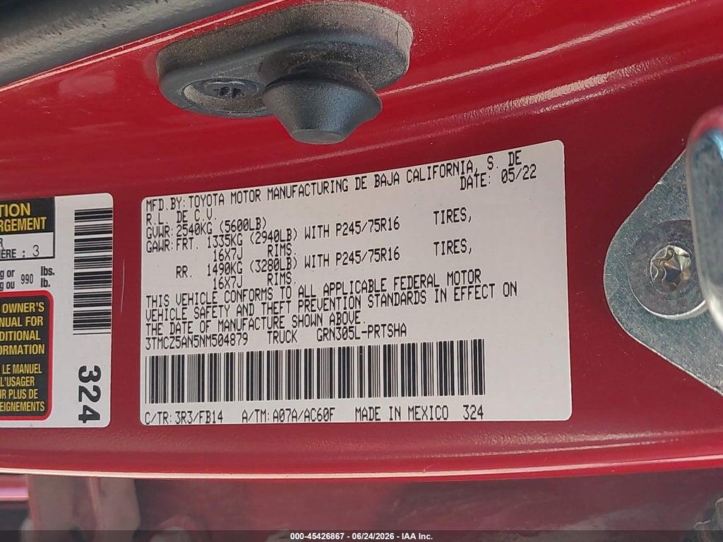 3TMCZ5AN5NM504879 2022 TOYOTA TACOMA photo no. 9