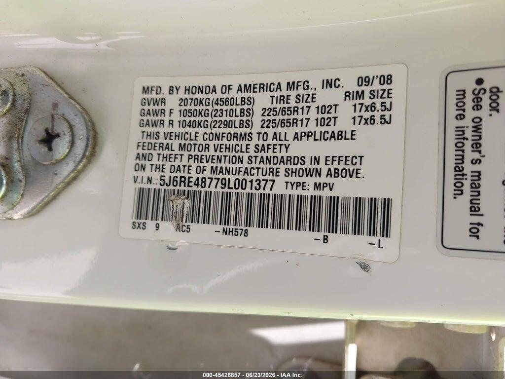 5J6RE48779L001377 2009 HONDA CR-V photo no. 9