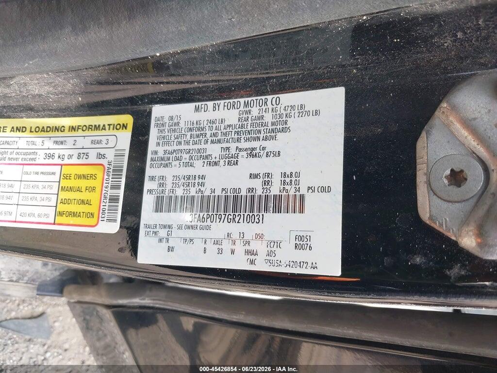 3FA6P0T97GR210031 2016 FORD FUSION photo no. 9