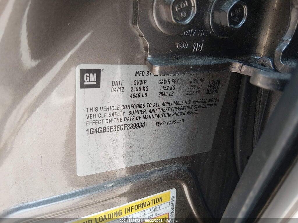 1G4GB5E36CF339934 2012 BUICK LACROSSE photo no. 9