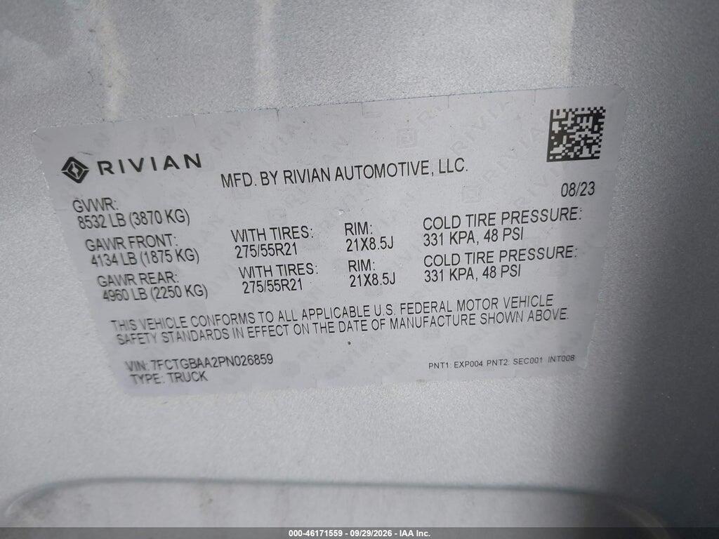 2023 RIVIAN R1T ADVENTURE/ADVENTURE DUAL MOTOR LARGE PACK/ADVENTURE DUAL MOTOR MAX PACK — Фото 9 из 16