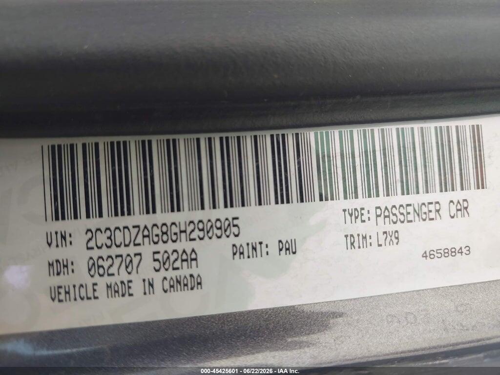 2C3CDZAG8GH290905 2016 DODGE CHALLENGER photo no. 9