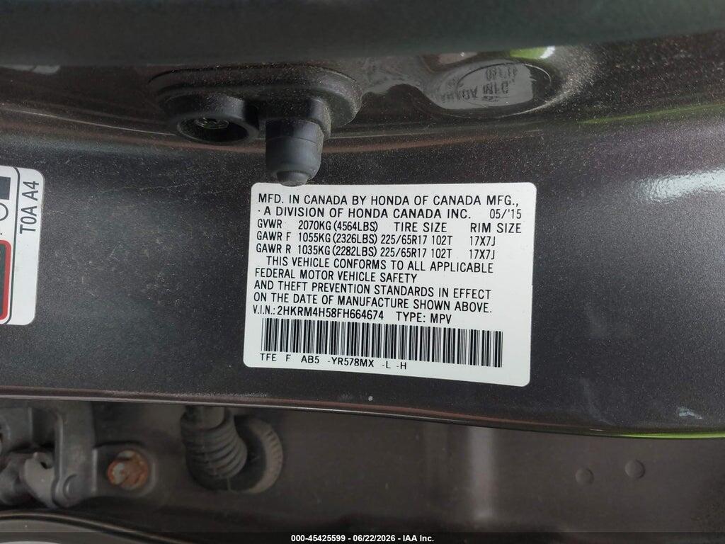 2HKRM4H58FH664674 2015 HONDA CR-V photo no. 9